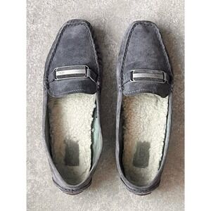 UGG Womens 5937 Gray Leather Square Toe Slip On Casual Loafer Shoes Size 10